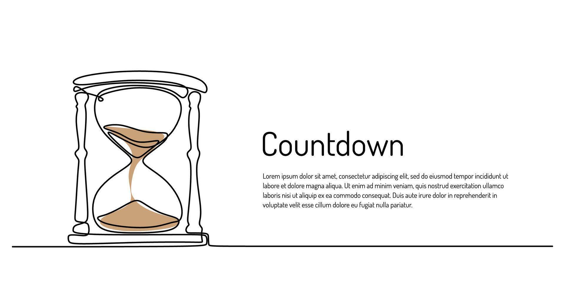 Hourglass countdown timer continuous line drawing vector