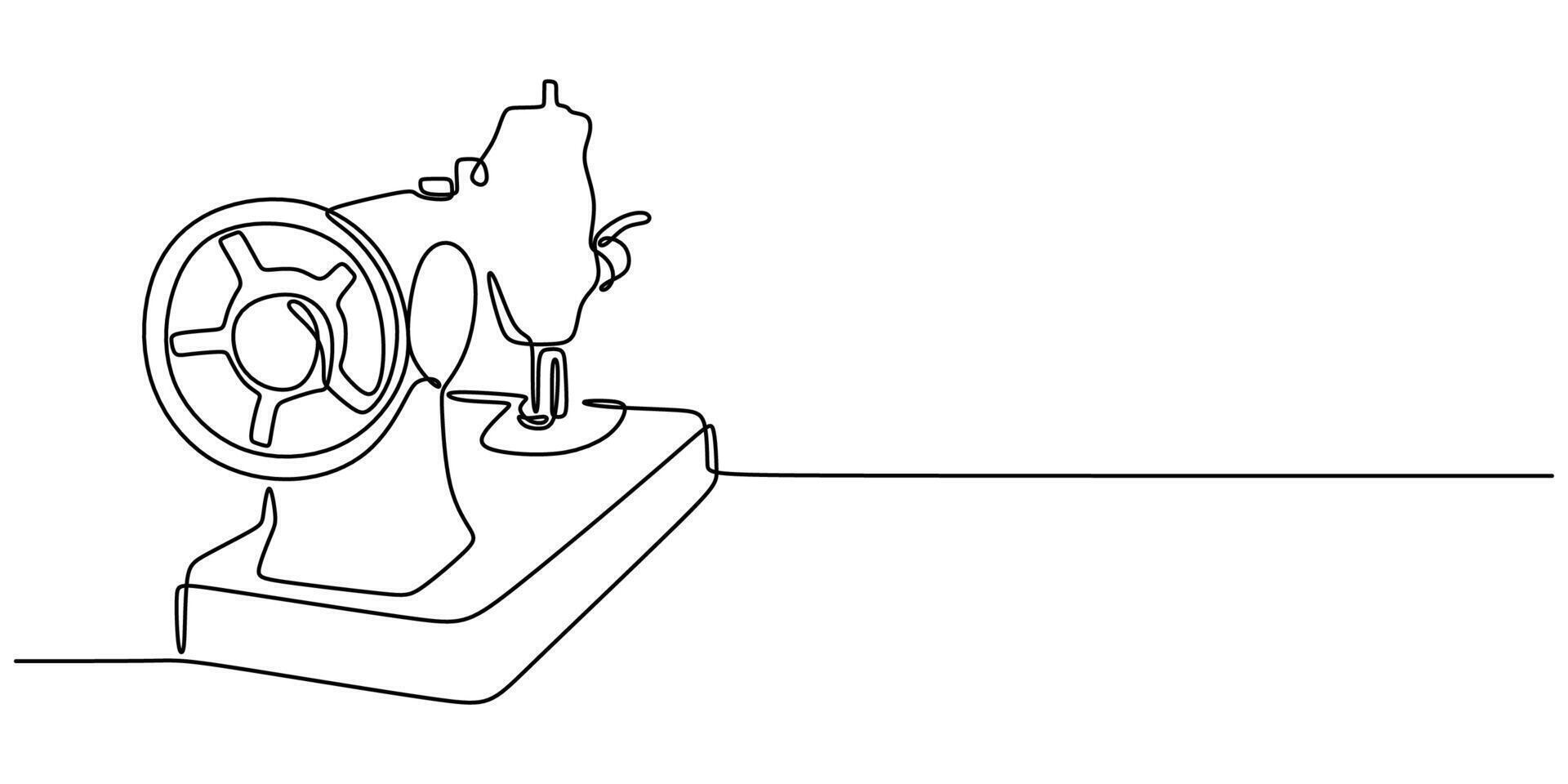 Vintage sewing machine minimalist one line art vector
