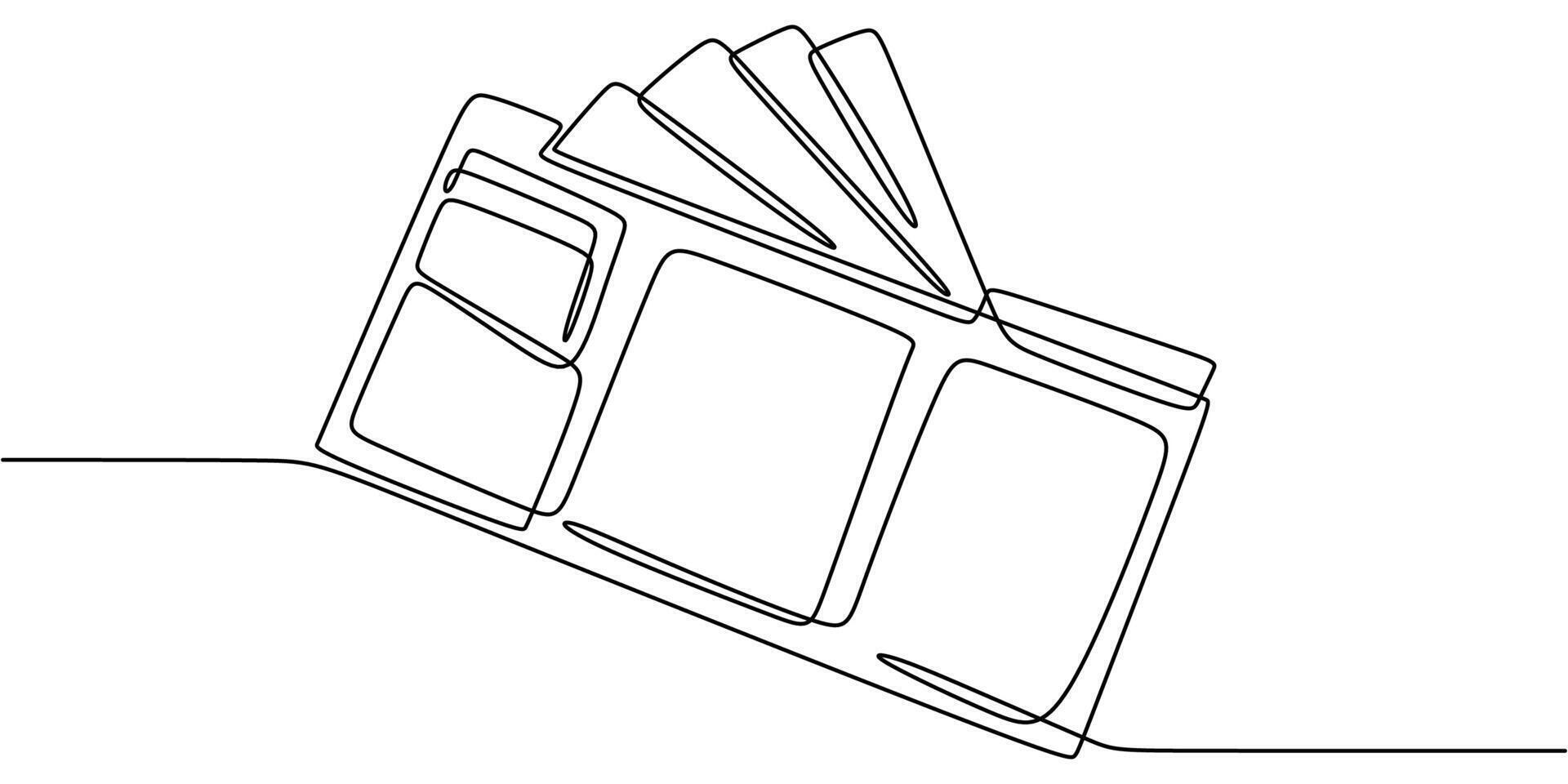 Wallet one line drawing. Finance, business, and banking theme. Minimalist artwork. vector