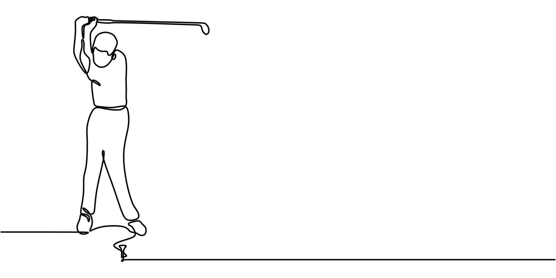 Man Playing Golf. Depicting Concentration, Skill, and Sport. One Line Drawing for Golf Player vector