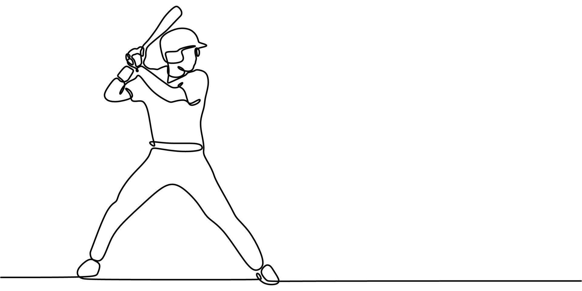 Man Playing Baseball. Symbolizing Focus, Teamwork, and Sport. One Line Drawing for Baseball vector