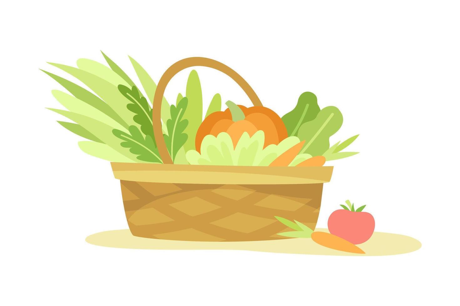 Gardening with Ripe Vegetable Crop in Basket as Plant Cultivation and Agriculture Illustration vector