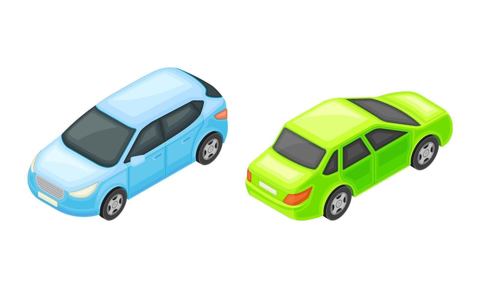 Sedan as Motor Vehicle and Urban Transport Isometric Illustration Set vector