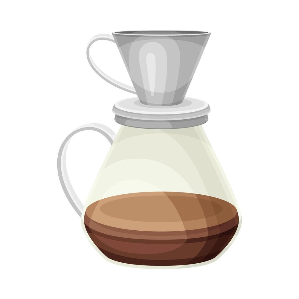 Drip Coffee Brewing with Vacuum Coffee Maker and Filter Seeping Water Illustration vector