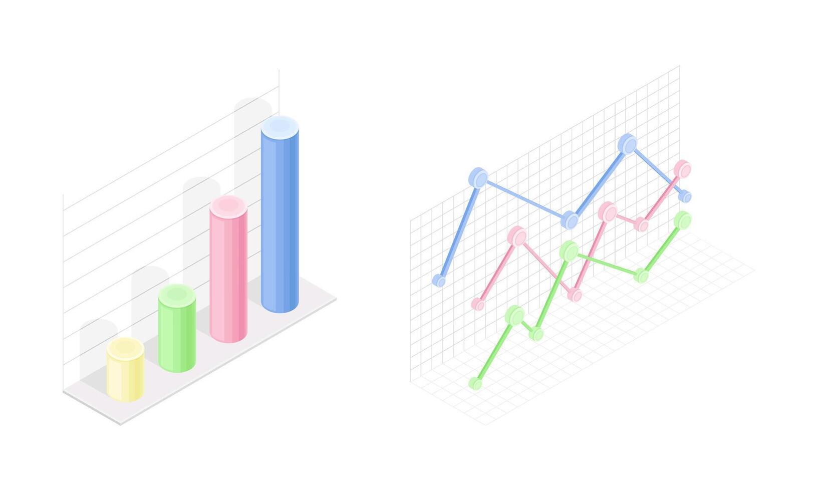 Business data graphs set. Financial and marketing charts illustratio vector