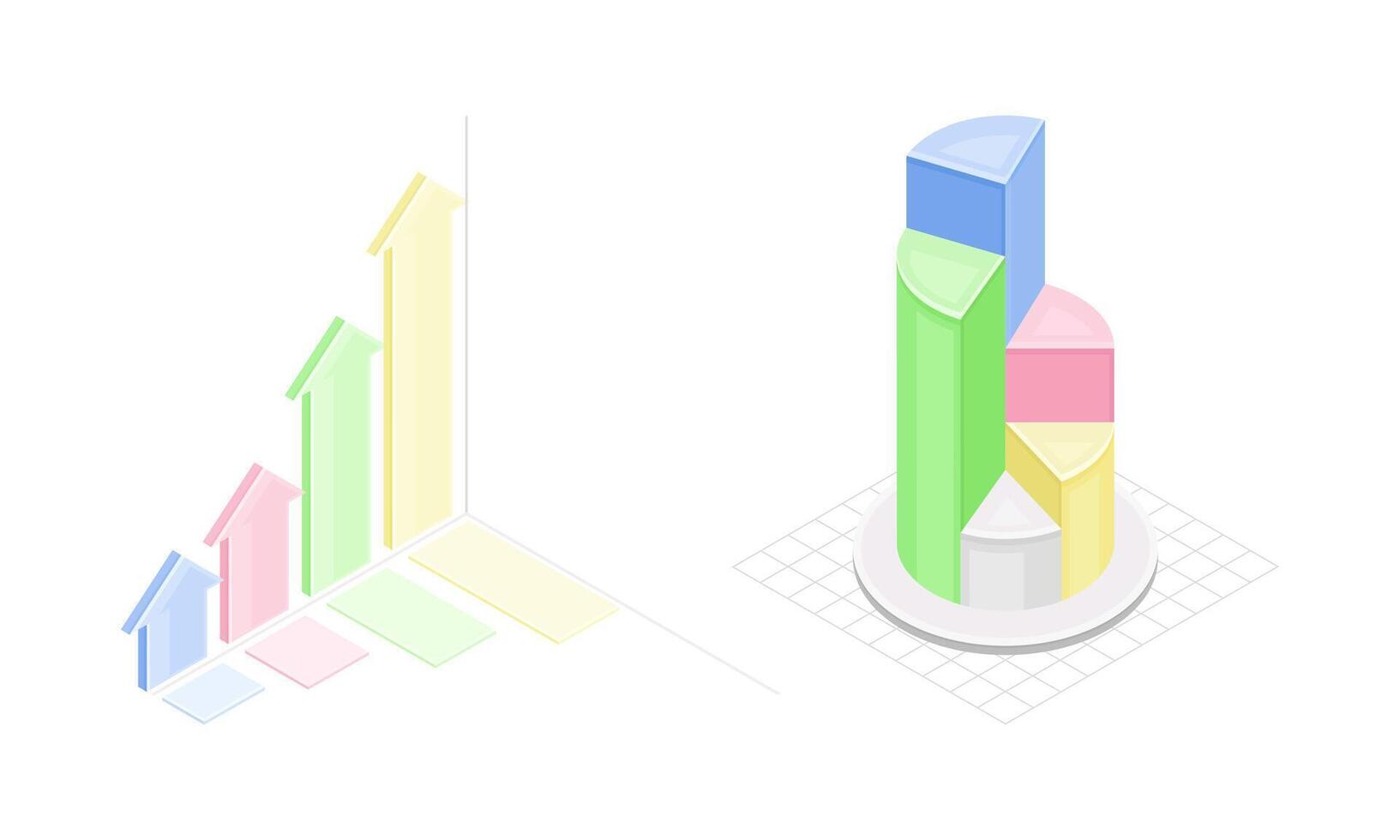 Financial and marketing data graphs for report, presentation, financial analysis illustration vector