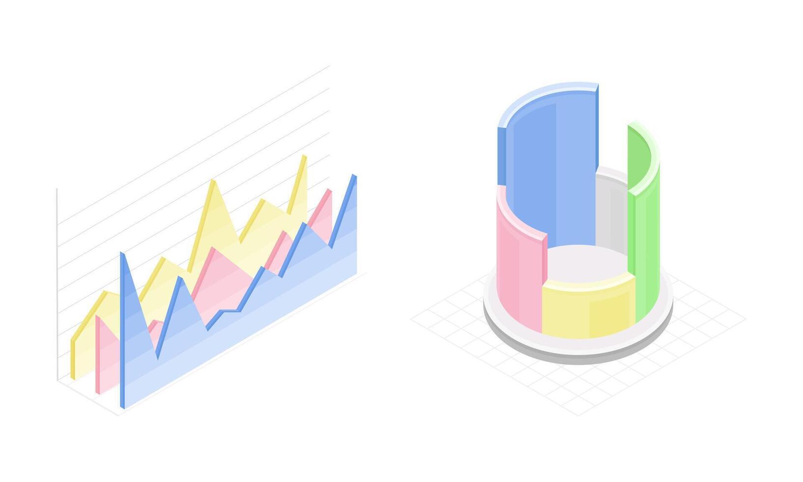 Business graphs and diagram. Financial and marketing data for report, presentation, financial analysis illustration vector