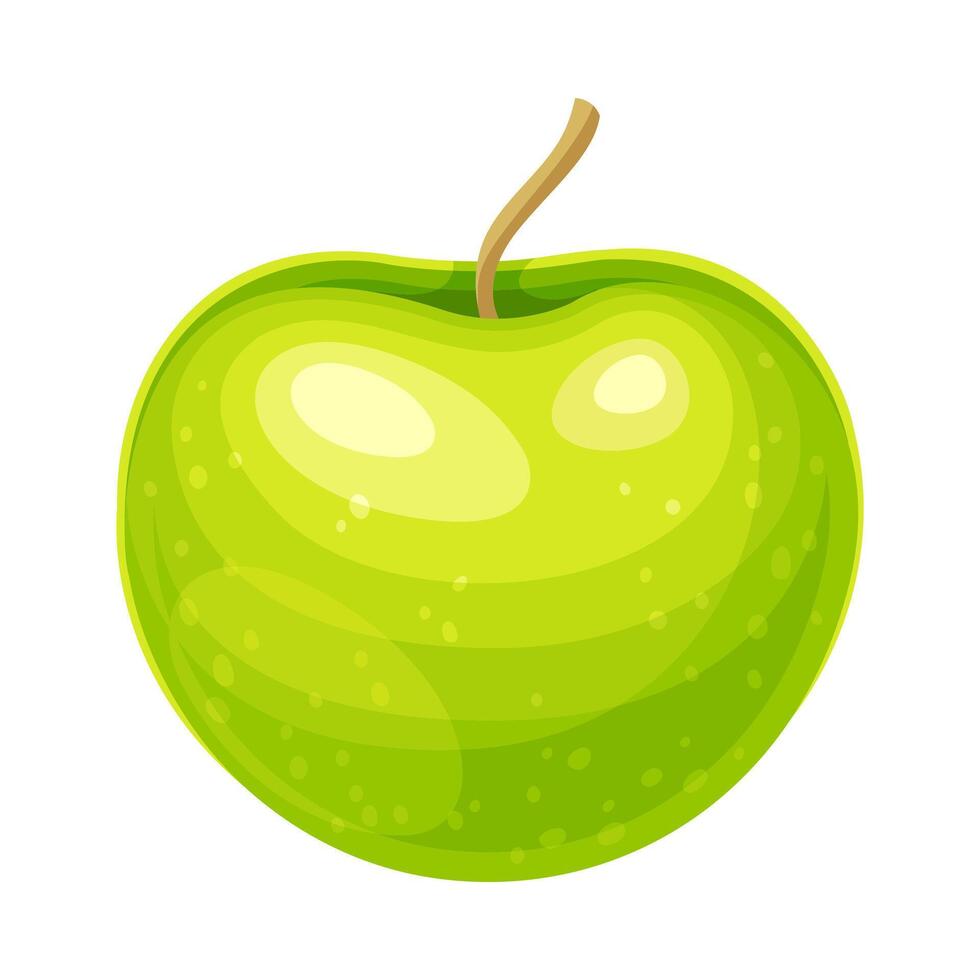 Green ripe apple. Fresh juicy glossy fruit illustration vector