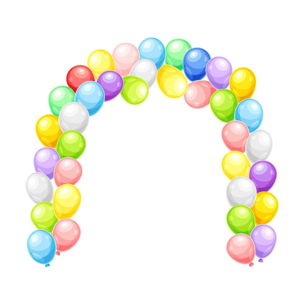 Colorful balloons in the shape of arch. Birthday party, wedding decoration illustration vector