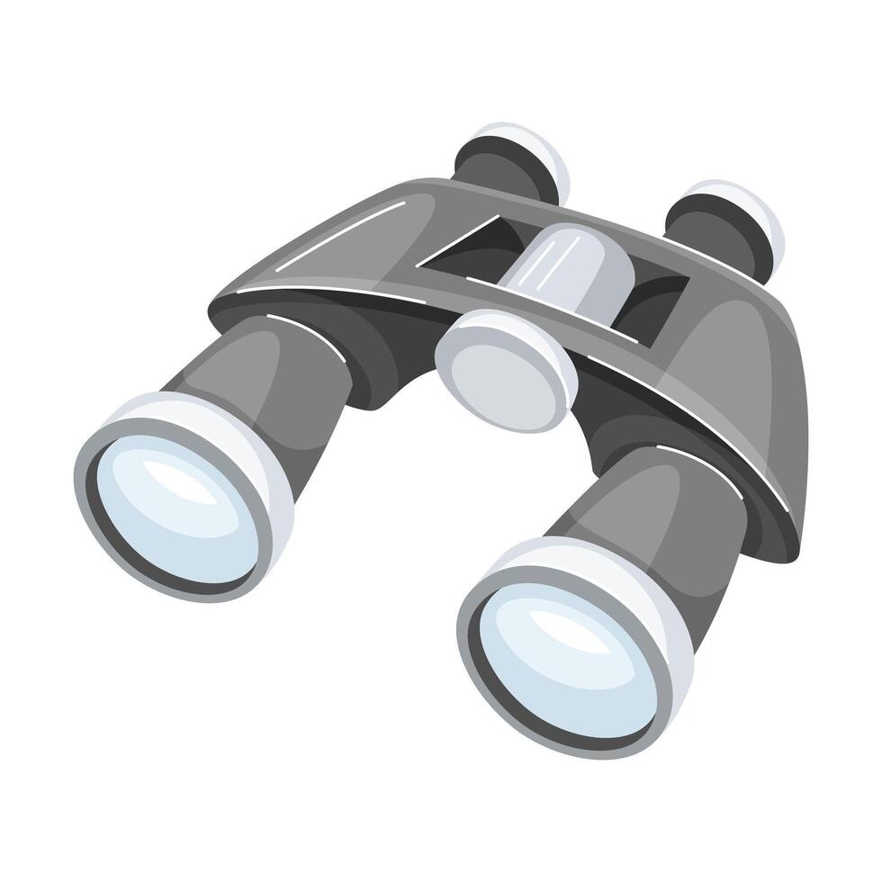 Binoculars with glass lenses. Optical instrument for viewing distant objects illustration vector