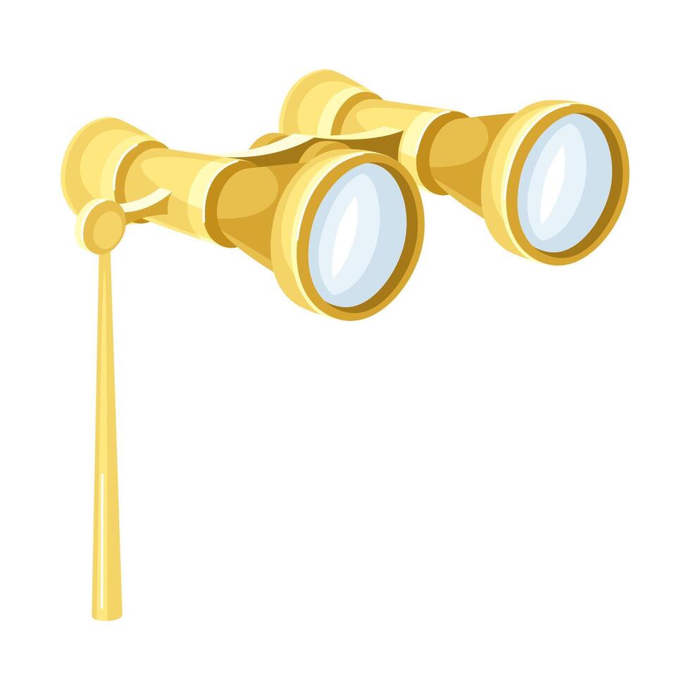 Vintage opera glasses. Theater and show golden binoculars illustration vector