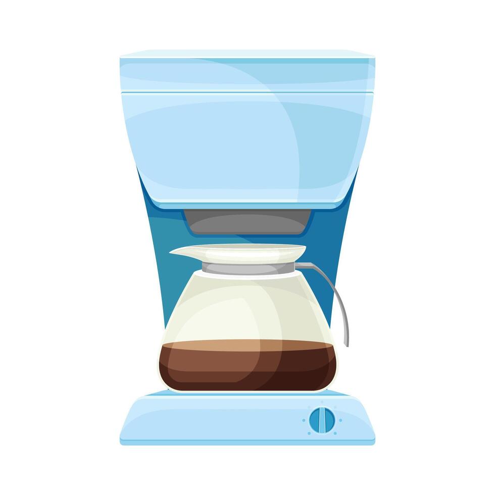 Coffee Brewing with Electric Drip Coffeemaker and Glass Container as Cafe Cooking Appliance Illustration vector