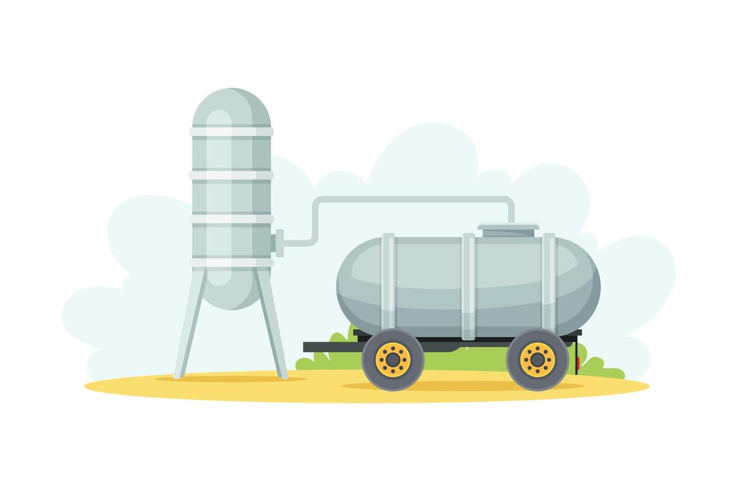 Silo storehouse for grain storage, agricultural building illustration vector