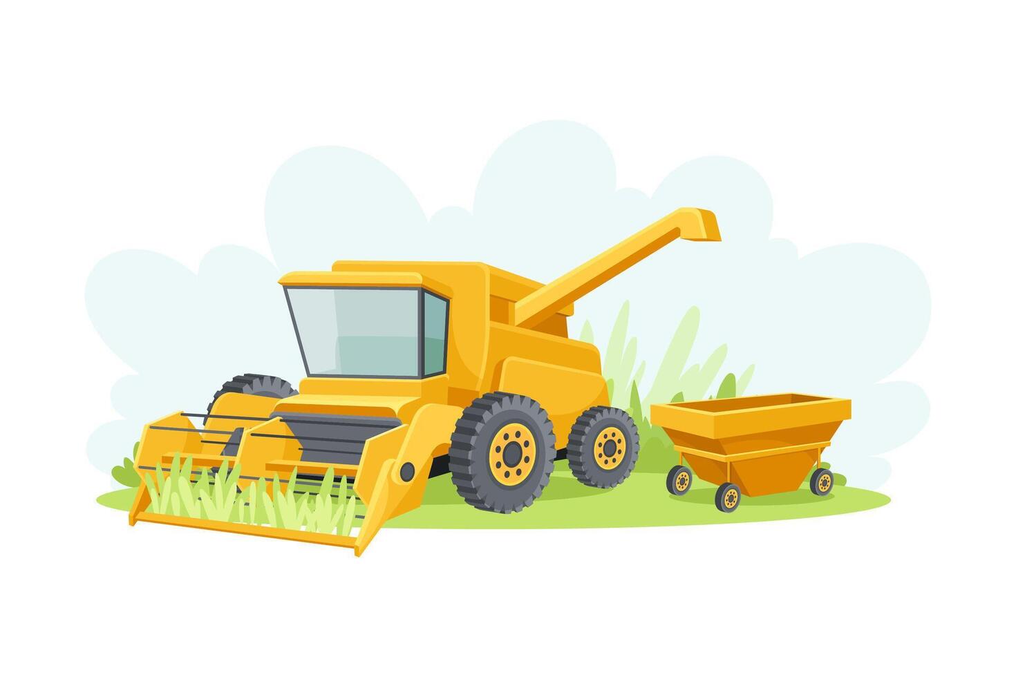Combine harvester agricultural machine for harvesting and grain processing illustration vector