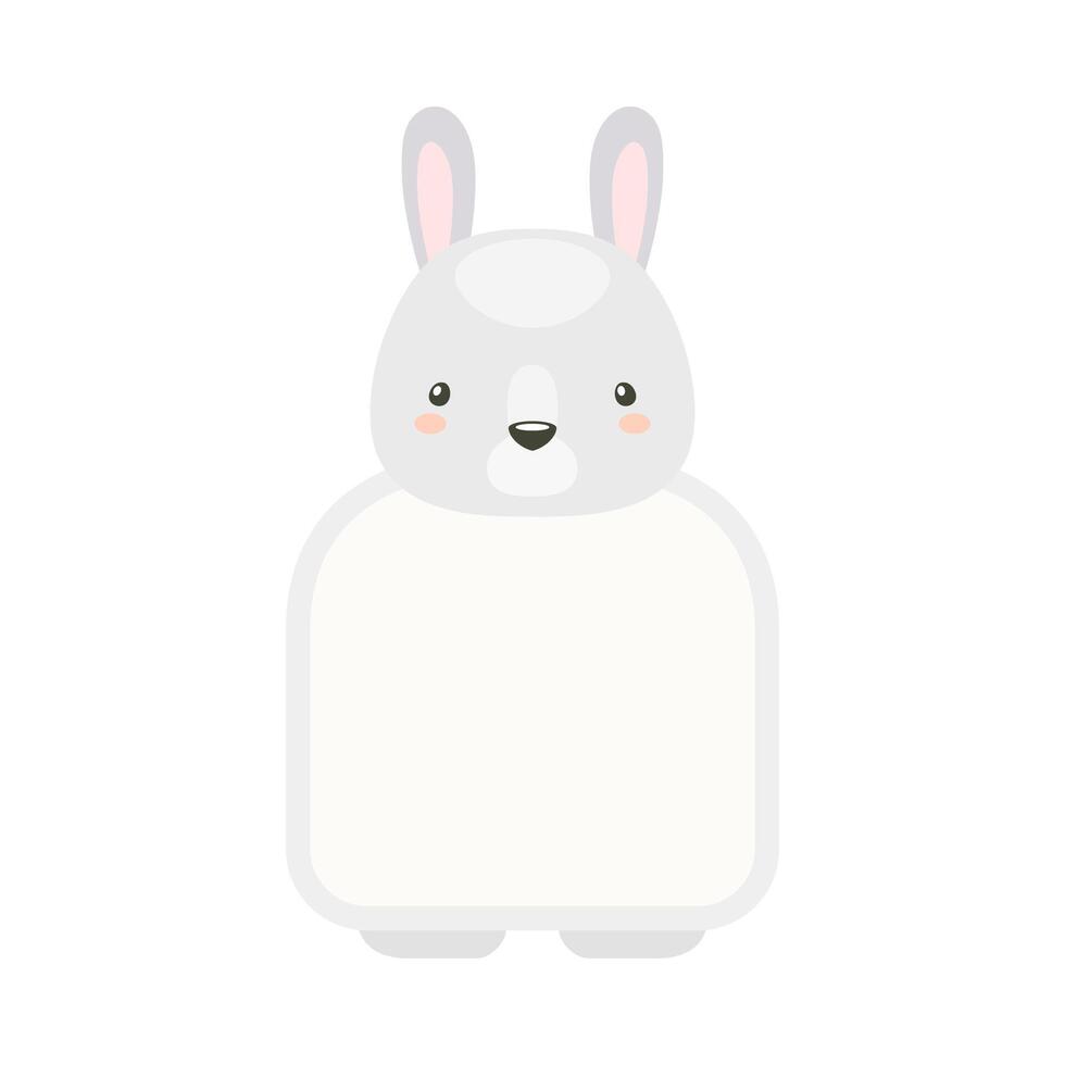 Frame with bunny head. Photo album, note book page, notes, memories and stickers decorated with cute wild animal cartoon illustration vector