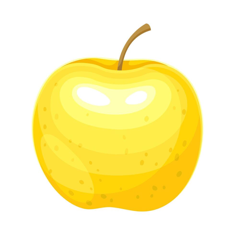 Yellow ripe apple. Fresh juicy glossy fruit illustration vector