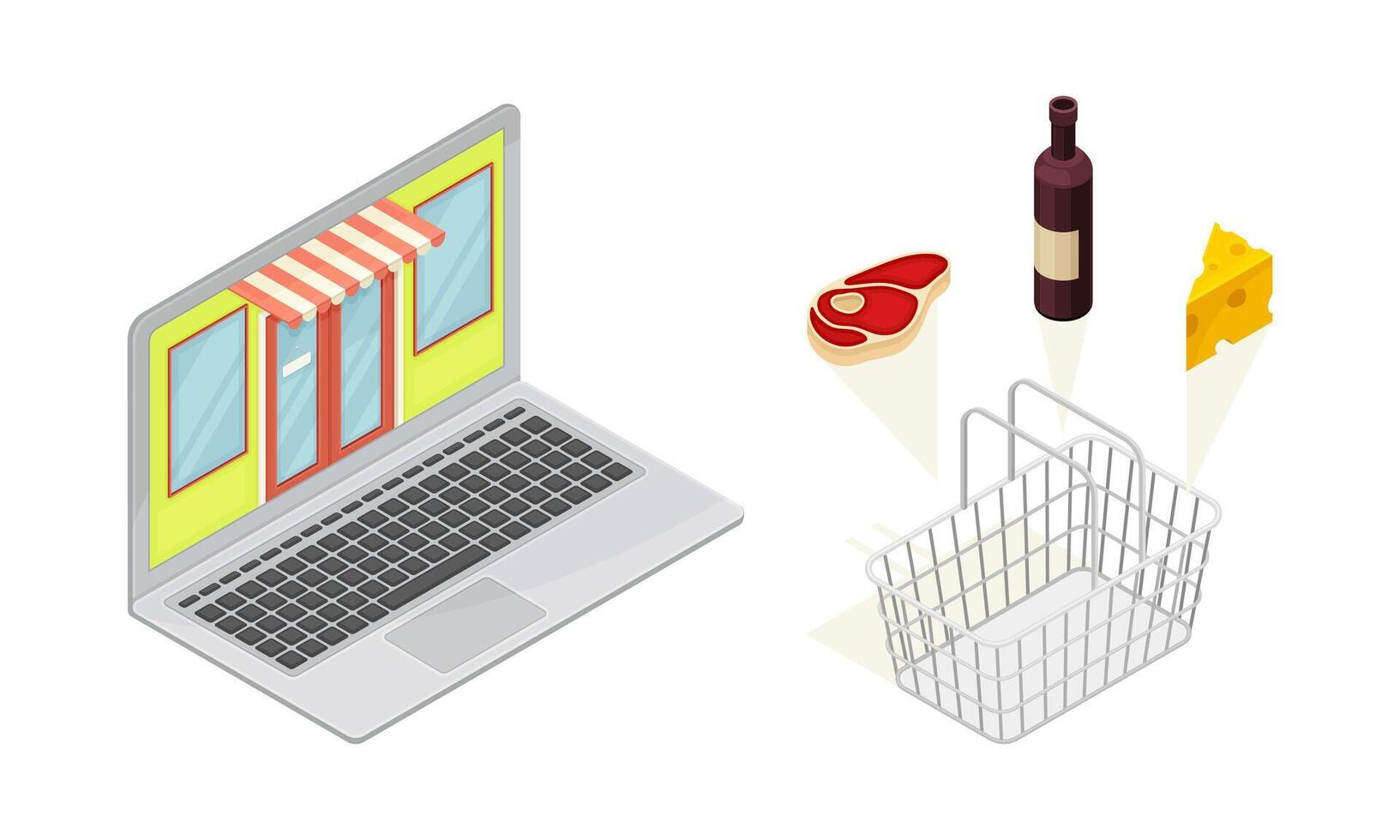 Online shopping elements set. E-commerce, delivery service concept isometric illustration vector