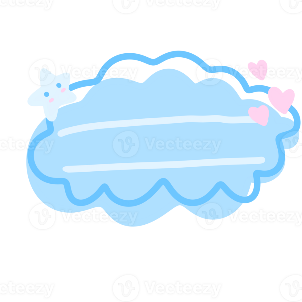 a cloud with hearts on it and a blue background png