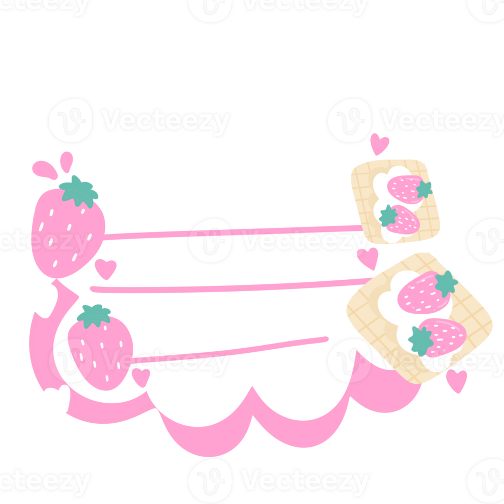 a strawberry and a heart shaped cloud with a pink background png