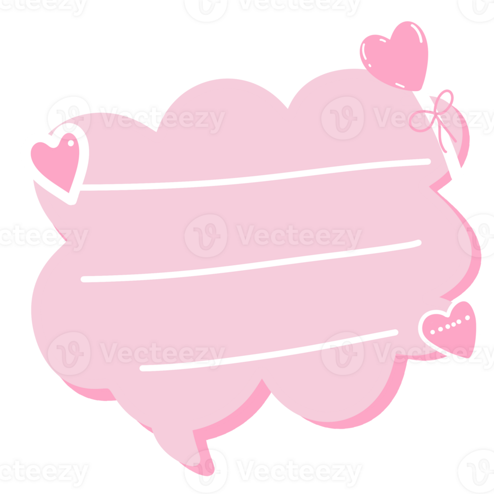 a pink speech bubble with hearts on it png