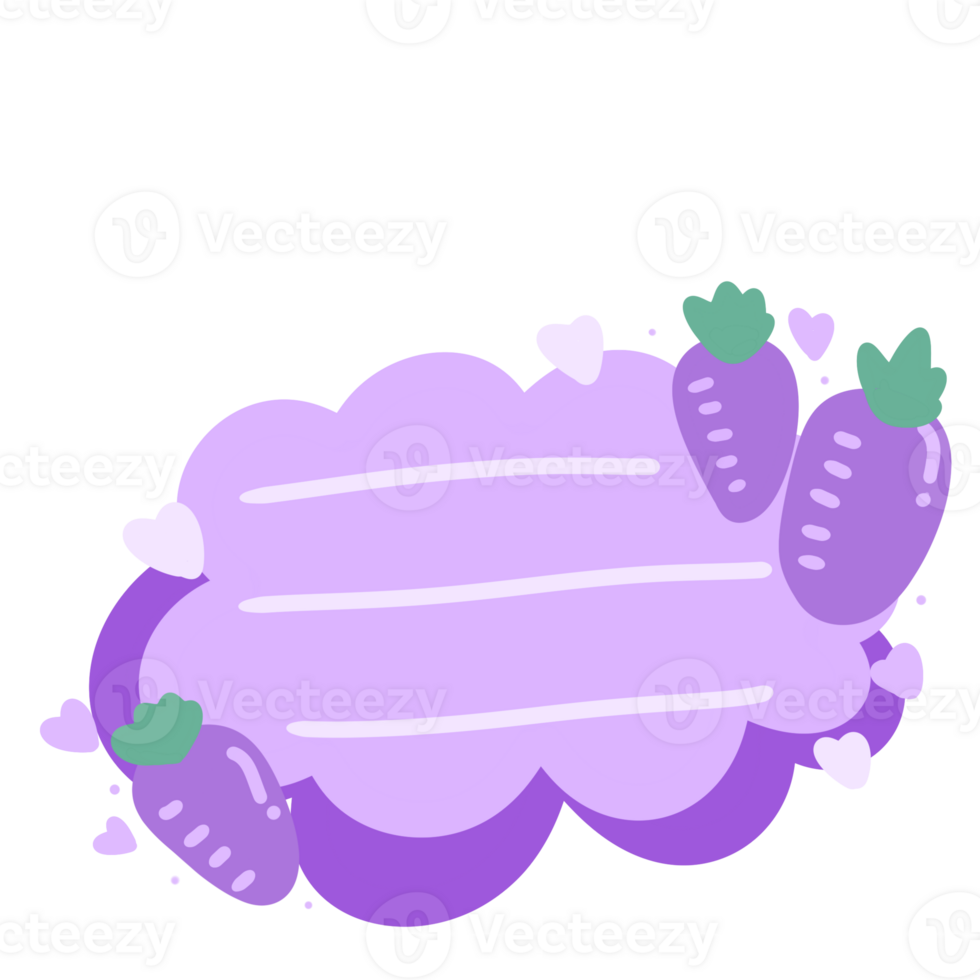 a purple cloud with carrots on it png
