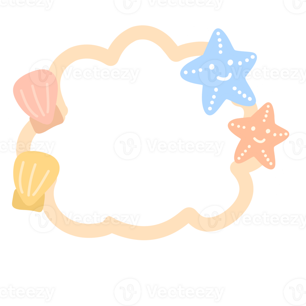 a cloud with a starfish, shell and starfish png