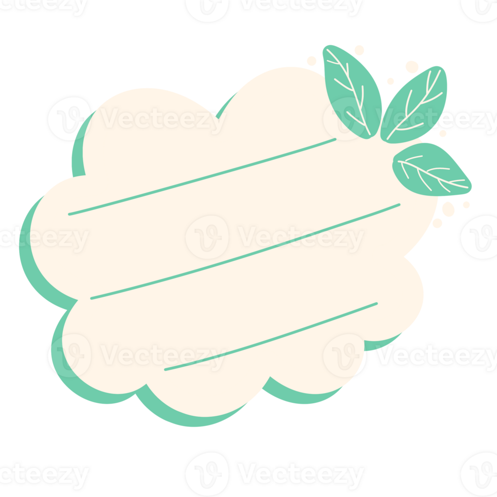 a cloud with a leaf on it, with a blank space for text png
