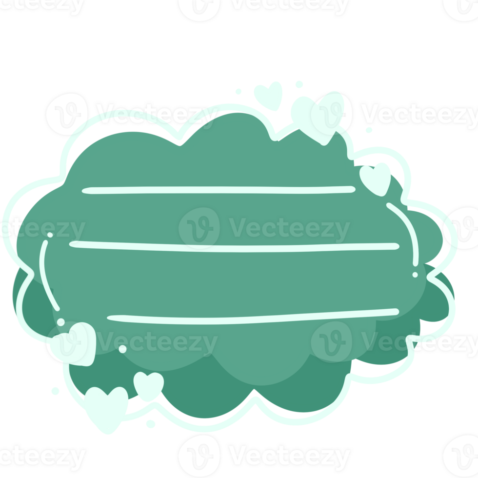 a green cloud with hearts on it, isolated on a transparent background png