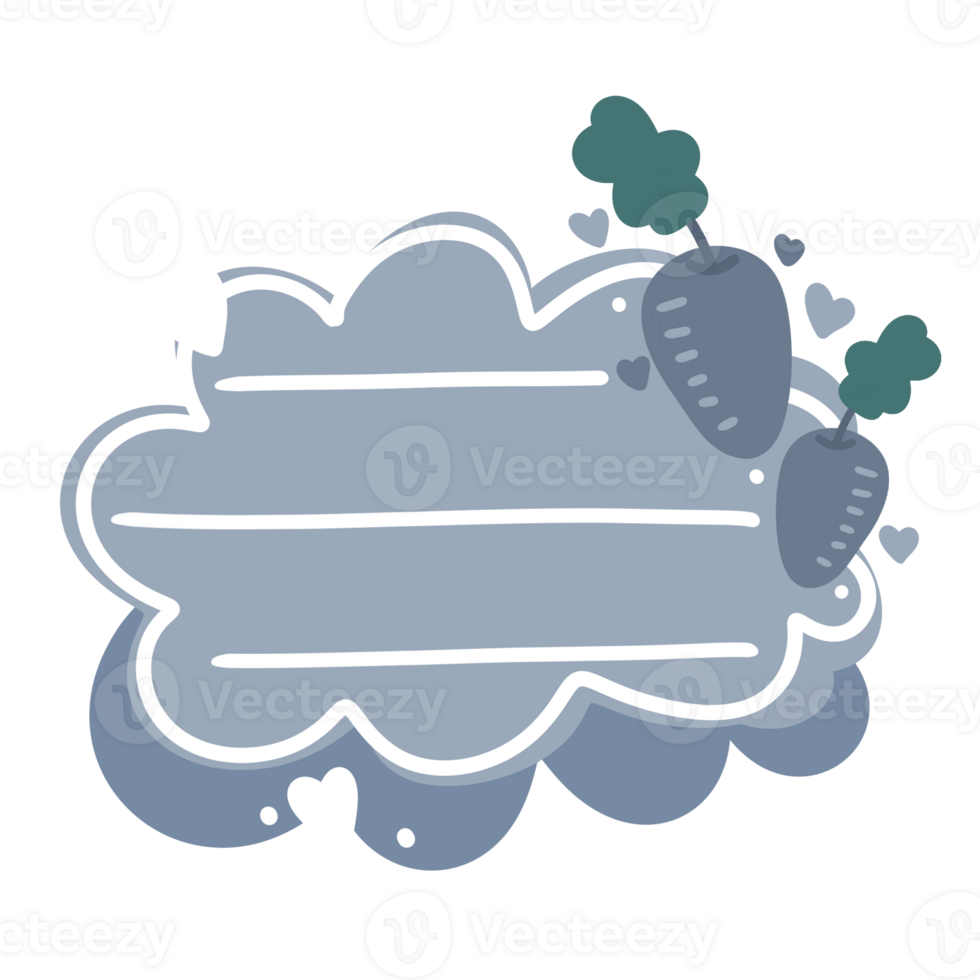carrot sticker with hearts and clouds on transparent background png