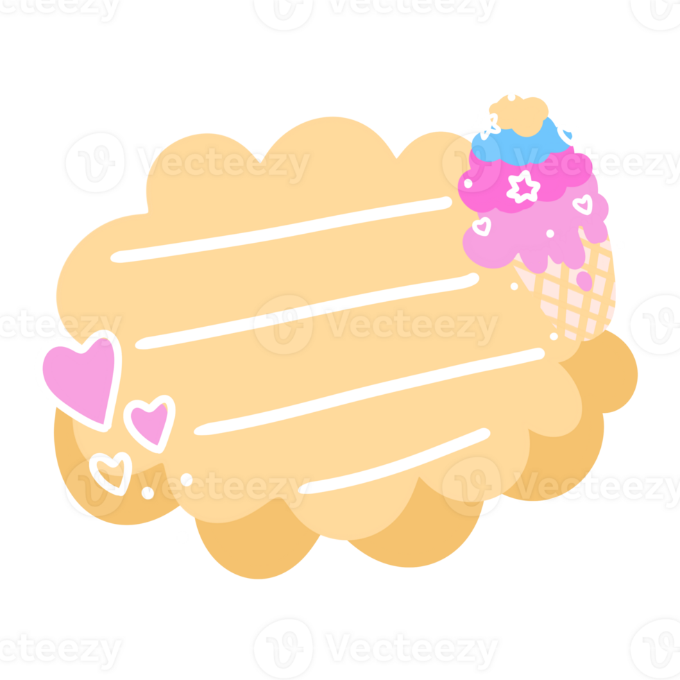 ice cream and hearts in a cloud with a blank space for text png