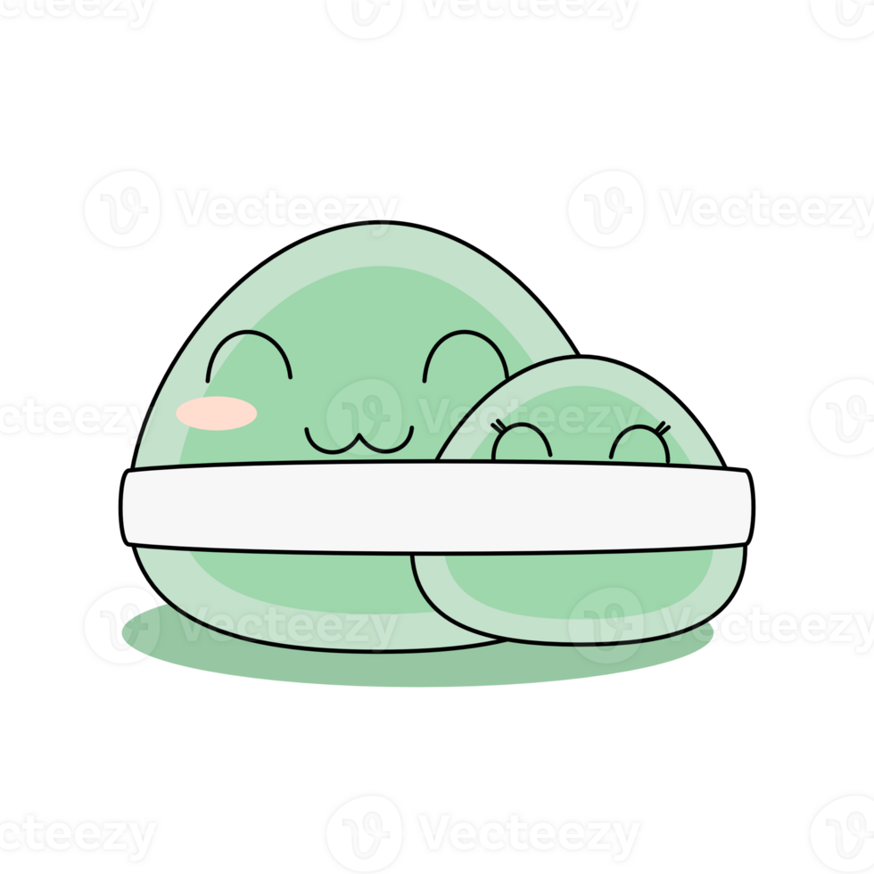 a cartoon green egg with a white band around it png