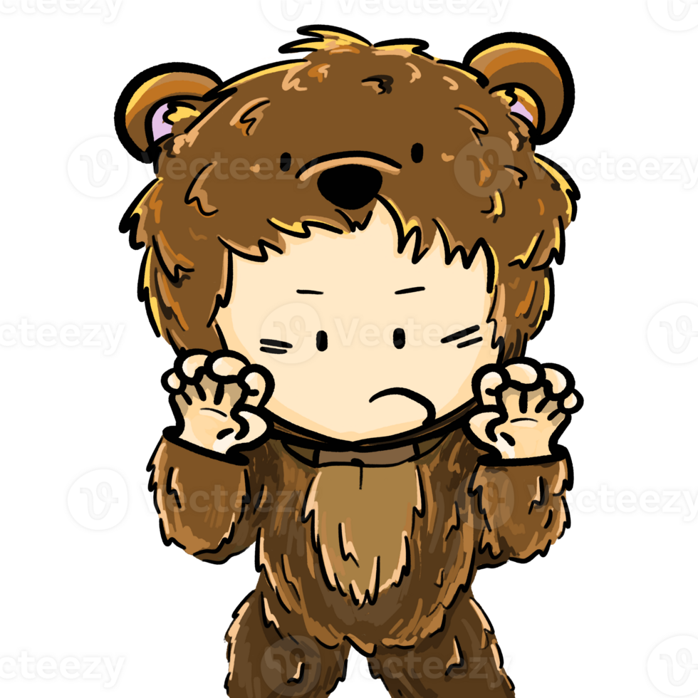 Boy in a bear costume, child cosplaying animal illustration png