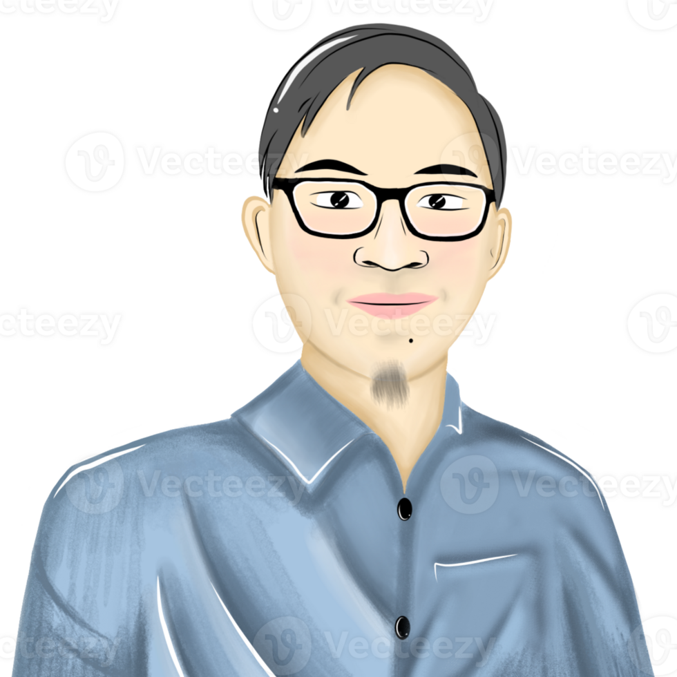 Portrait of a Man Wearing Glasses and Blue Shirt png