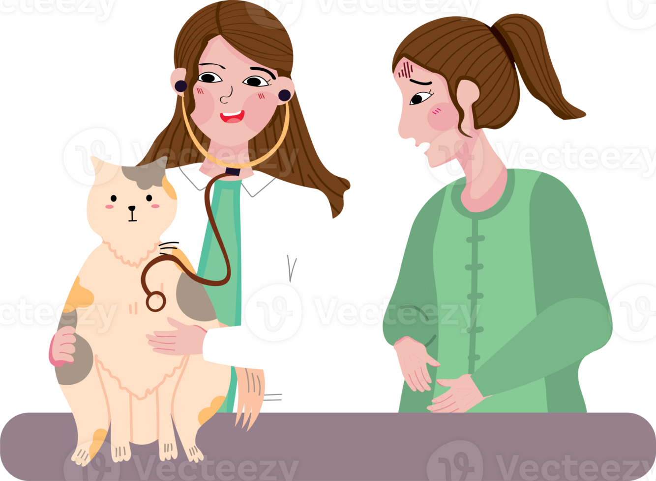 eterinarian with Pet Owner During Animal Health Checkup png