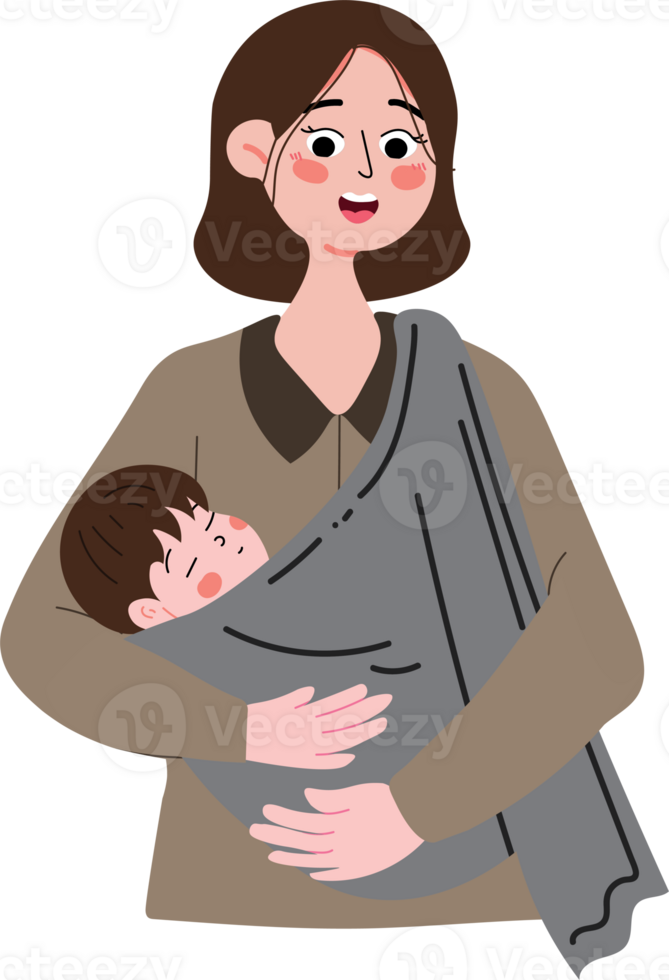 Mother Gently Cradling Baby on Mother's Day png