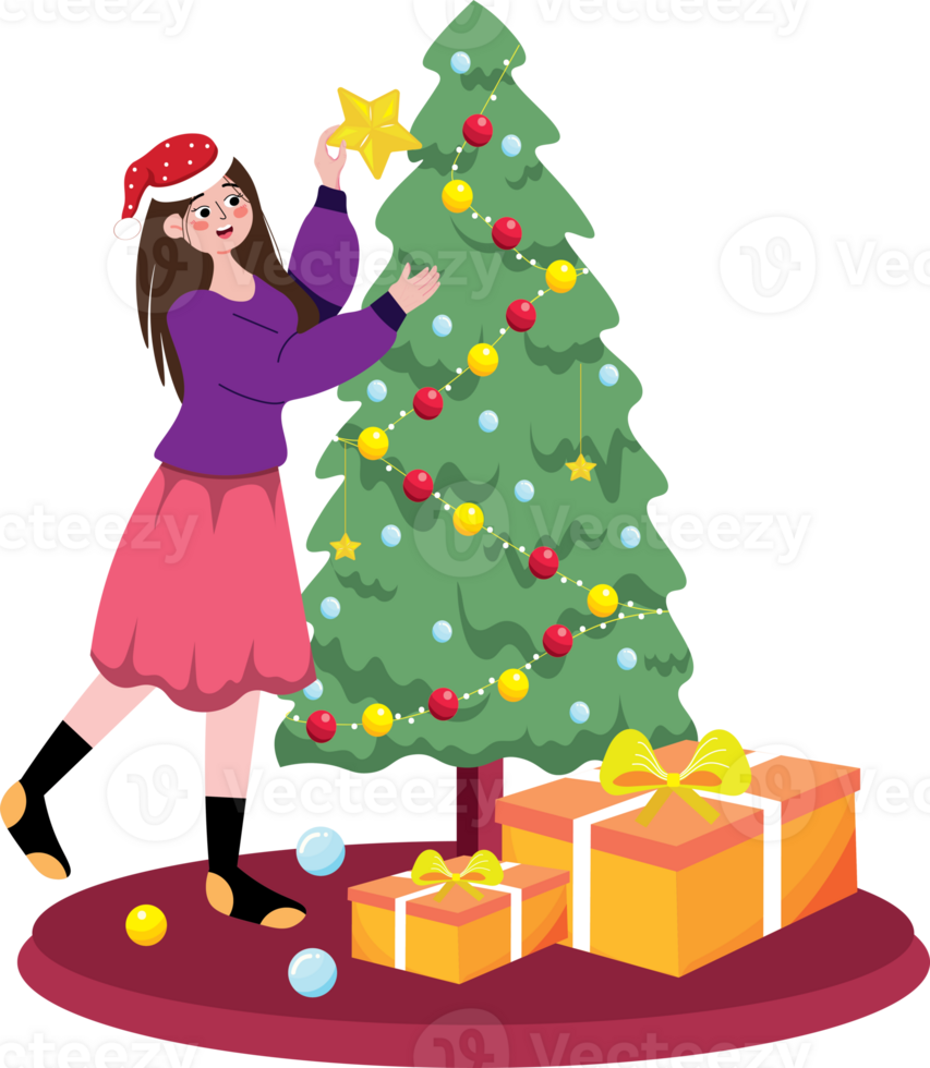 Holiday Tradition of Decorating Christmas Tree Together png