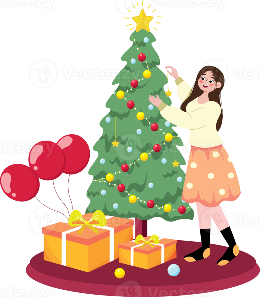 Warm Christmas Eve with Family Decorating the Tree png