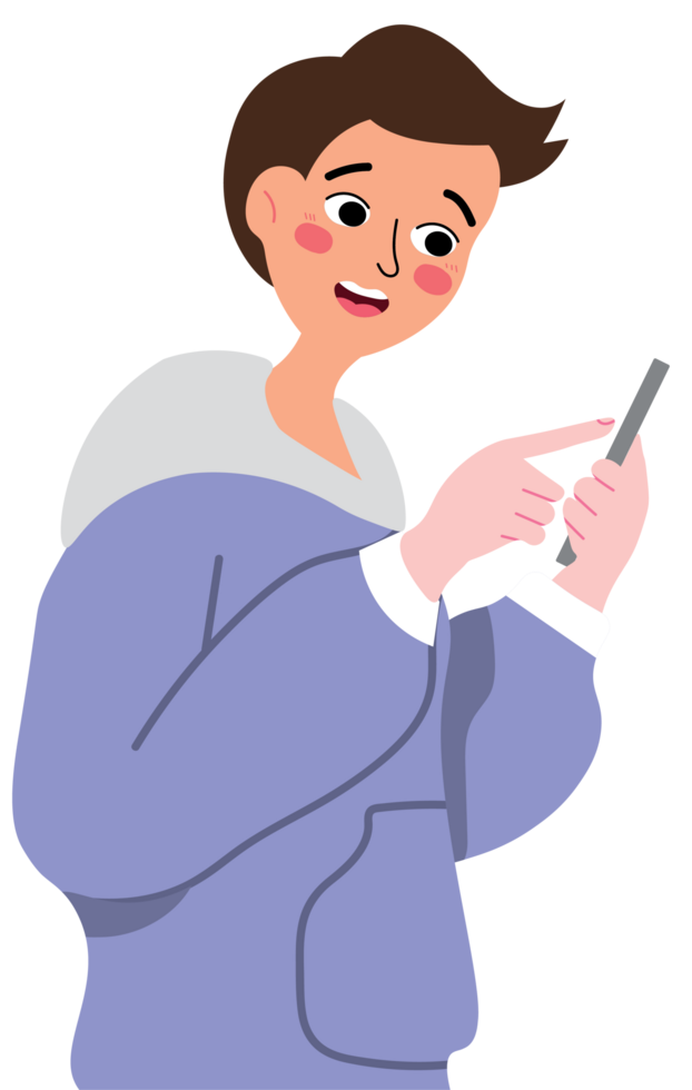 Man Relaxing at Home While Using Smartphone png