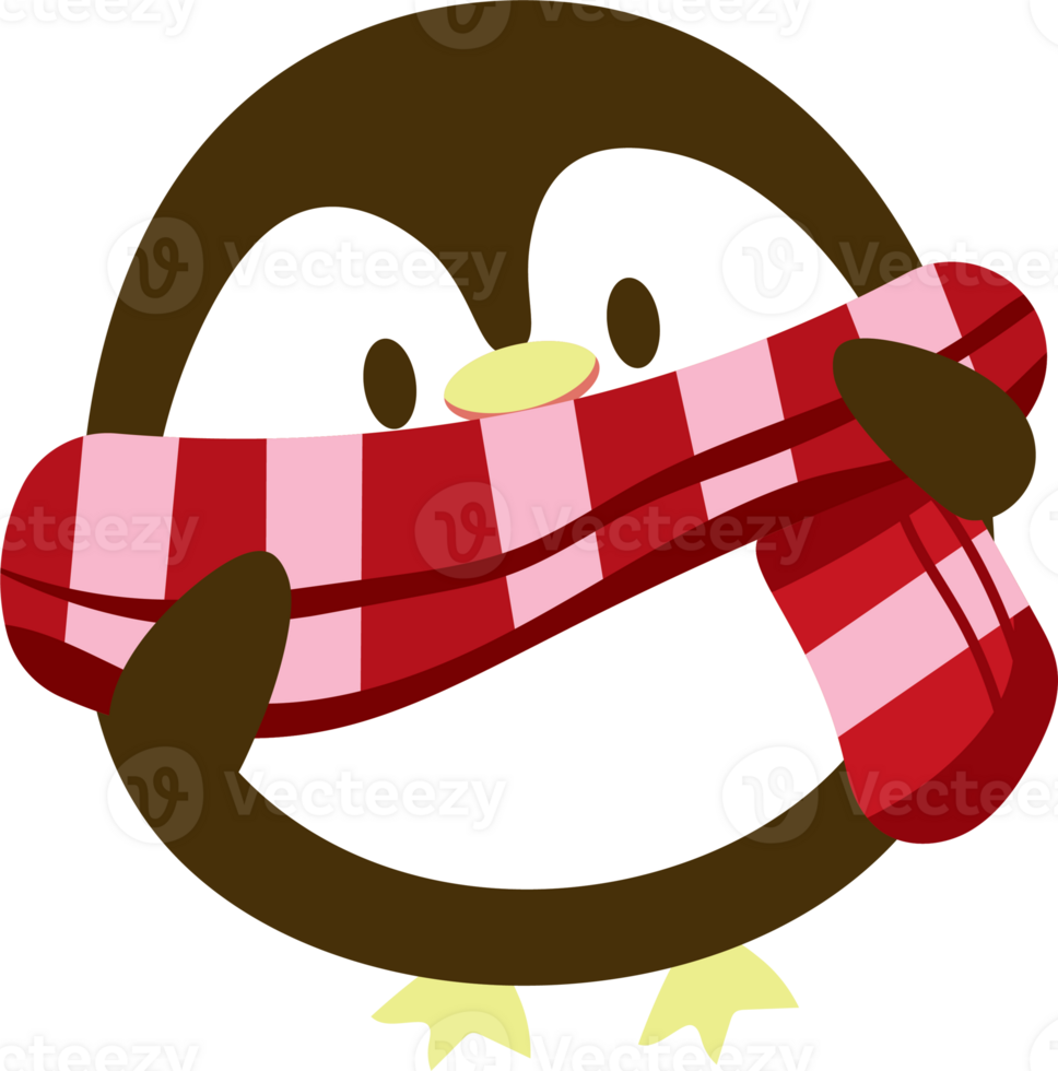 Christmas Penguin Wearing Scarf Celebrating in Snowy Season png