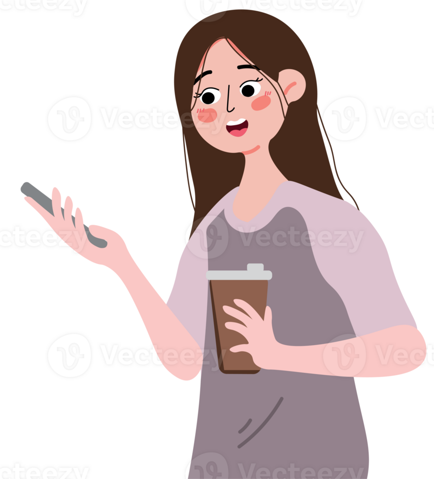 Female Using Smartphone During Leisure Time png