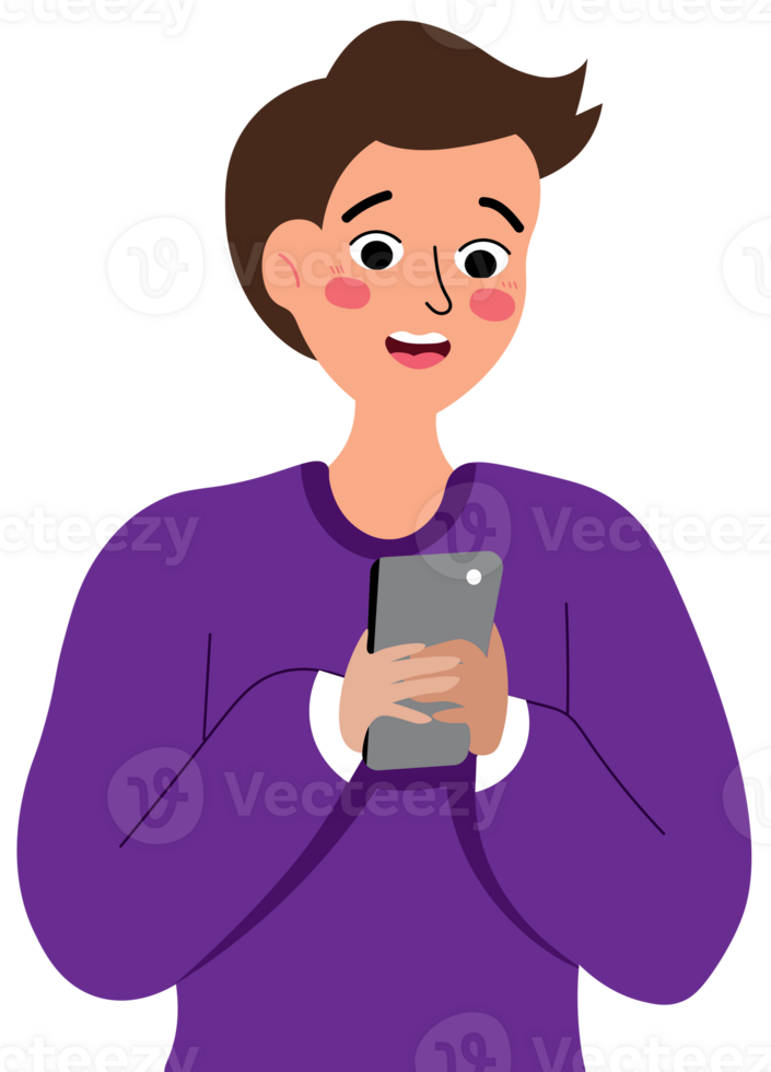 Peaceful Moment of a Man Using His Smartphone png