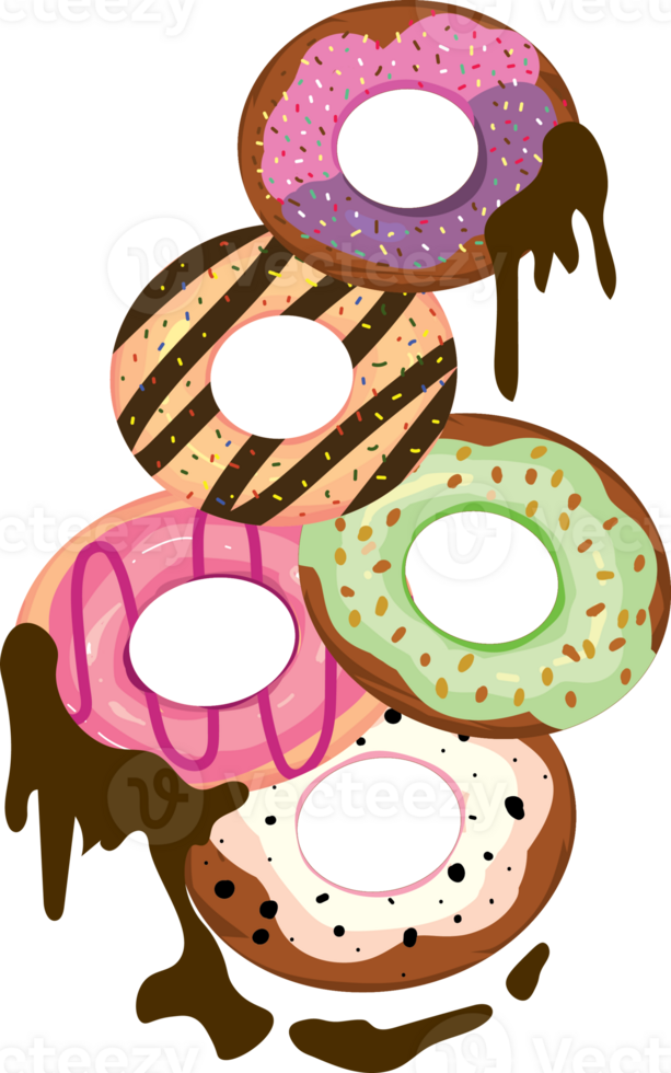 Variety of Flavored Donuts in Takeaway Box png