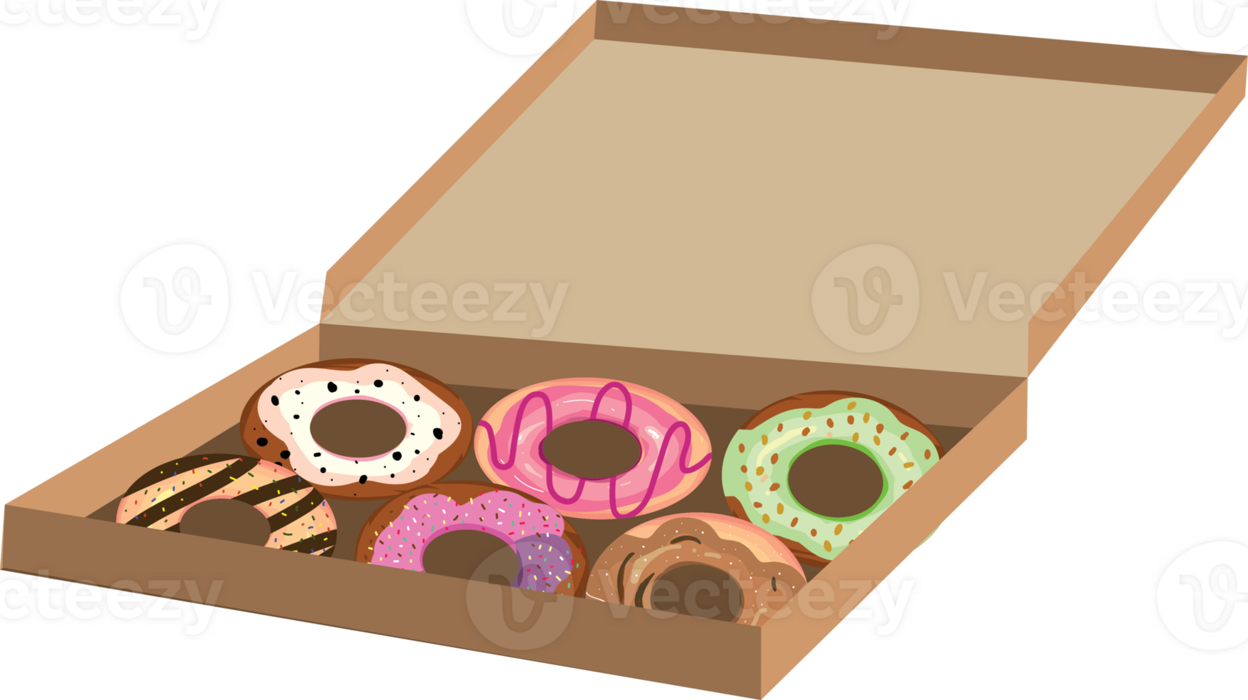 Box of Donuts with Colorful Toppings for Local Shop png