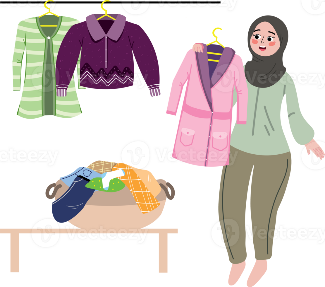 Wife Hanging Clothes to Dry Outdoors png