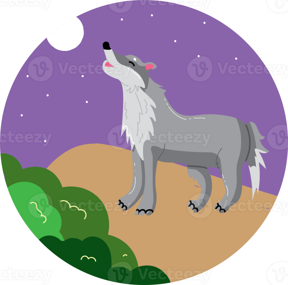 Wolf Howling at Night for World Animal Day png