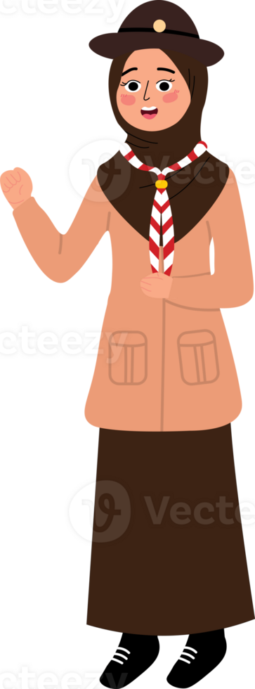 Hijab Girl Wearing Scout Uniform During Scout Ceremony png