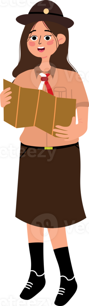 Scout Girl with Neckerchief Smiling in Uniform png