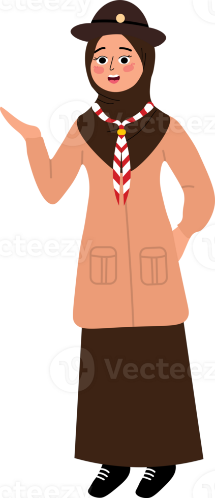 Female Student in Hijab Wearing Scout Uniform png