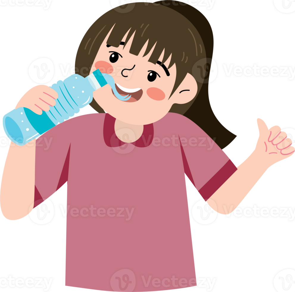 Cute Girl Staying Hydrated png