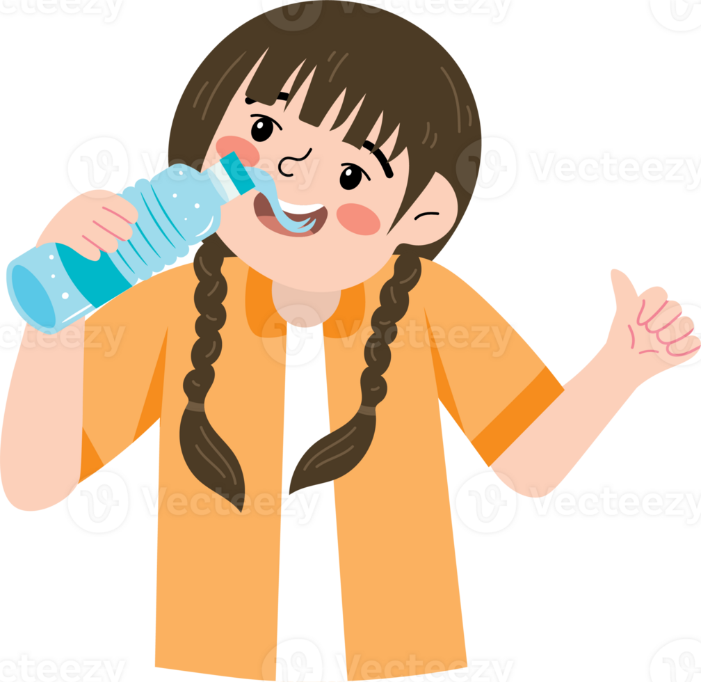 Girl Smiling with Water Bottle png